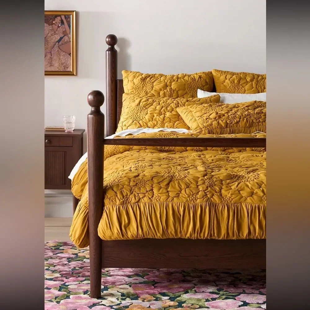 Anthropologie Dahlia Cotton Jersey Floral Quilt